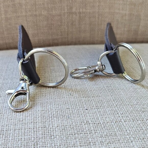 Lot of 2 Keychains Dark Brown Genuine Leather Keys Holder Handmade Key chain - Picture 9 of 10